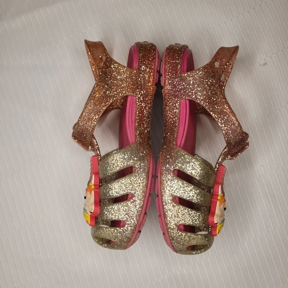 Crocs Pink Isabella Unicorn Glitter Jelly Sandals sz Toddler 6